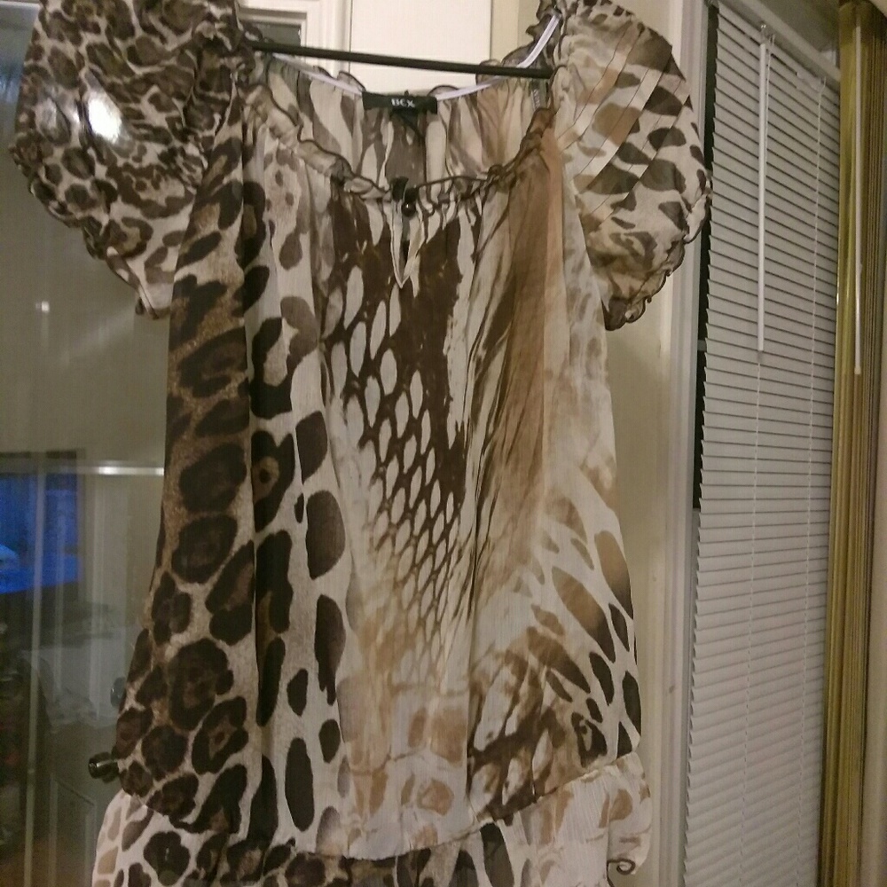 Animal print sheer blouse